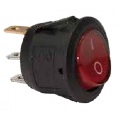 Interruptor redondo luminoso tecla roja 6 Amp 250V